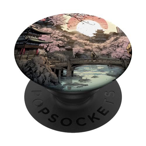 Tranquil Arboreal Reverie A Blossom-Adorned Comic Tale PopSockets Swappable PopGrip, Black