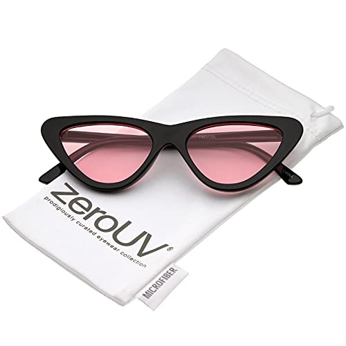 Image of zeroUV Women's Small Thick Neutral Colored Flat Lens Cat Eye Sunglasses 51mm