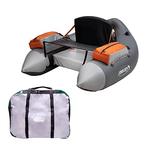 Outcast Fish Cat 4 Deluxe Gray LCS Float Tube with Green Float Tube Bag