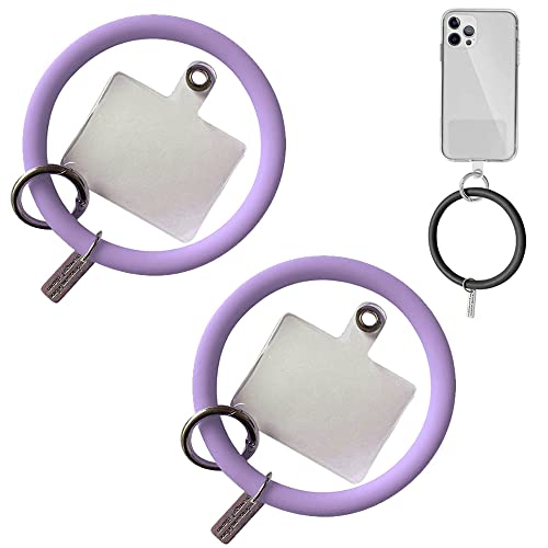Voviggol Silicone Phone Wrist Ring Loop With High Elasticity 2Pcs, Soft Cell Phone Charms Hand Hanging Lanyard Strap Round Bracelet Wristband Keychain For Phone Case (Purple) #TOP13