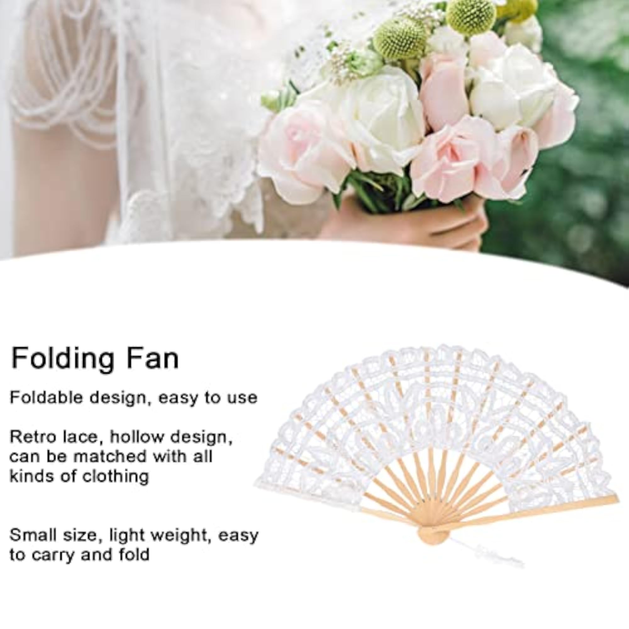 Lightweight Portable Bamboo Fan with Tassel for Dance