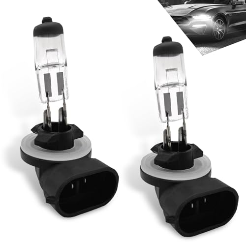 Flygun 2 PCS Car 881-27W Halogen Bulb 12V Super Penetrating Quartz Lamp Low Beam High Beam Light Easy to Plug Original Halogen Bulb Replacement Parts Universal Car Lighting Accessories (White)