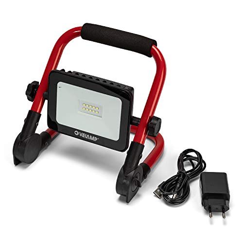 Velamp The Expandable, Luce Da Cantiere, Proiettore Ricaricabile Led 600Lm, 10W, Supporto Pieghevole. Per Lavori, Garage, Trekking, Campeggio, Caccia.