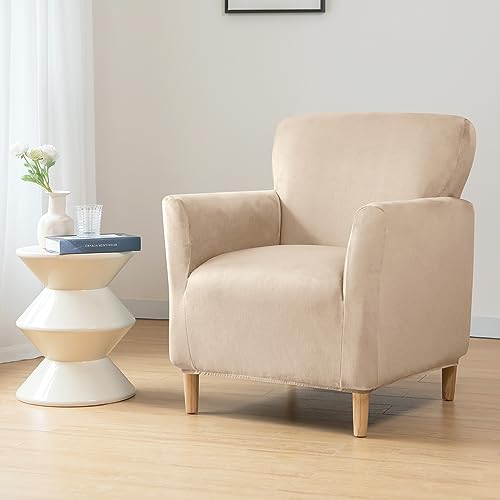 Okyuk Funda Para Sillón Elástica Antideslizante Jacquard, Protección Completa, Ideal Para Niños Y Mascotas, Lavable A Máquina, Diseño Moderno Beige Y Gris