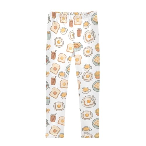 EFEWOI Girls Leggings Breakfast Toast Coffee Print Athletic...