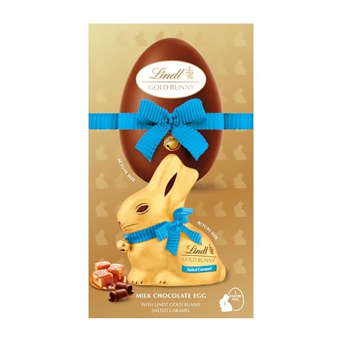 Lindt Gold Bunny Salted Caramel Milk Chocolate Easter Egg Medium, 195g -Contain Salted Caramel Gold Bunny - Easter Gift