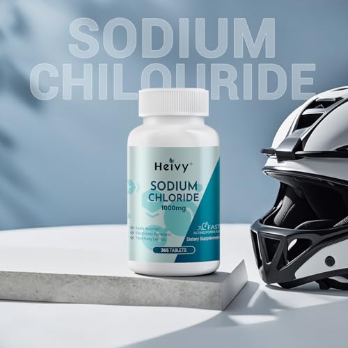 Image of Heivy Salt Tablets 1000mg, 365 Tablets Pure Sodium Chloride Pills | Salt Pills, Non-GMO - Electrolyte Balance and Hydration Support, Electrolytes Replenisher Hydration Drink