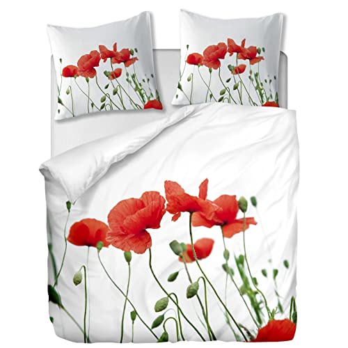 OliveSleep Parure de lit 3 pièces avec Housse de Couette et taies d'oreiller,Coquelicot,240 x 220 cm / 65 x 65 cm x 2,Multi 17