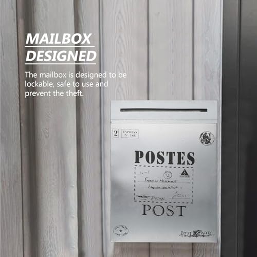 Buzón de pared espacioso de hierro para evitar que las cartas y el periódico se mojen fuera 6