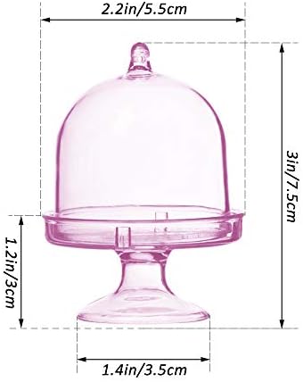 X-BLTU 15 PCS Mini Reusable Cake Stand, Transparent Display Plate Chocolate Candy Cupcake Macaron Gift Box for Wedding Baby Shower Favour Birthday Party- 8 x 5 x 5cm