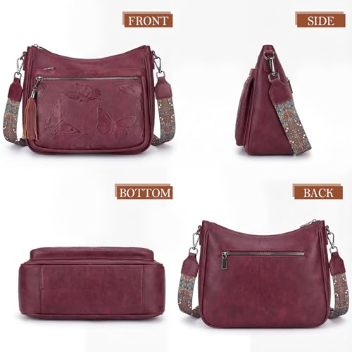 Image of BELTANA Crossbody Bags for Women Trendy Vegan Leather Hobo Purses Medium Butterfly Cross Body Purse with Wide Strap | Adjustable Strap