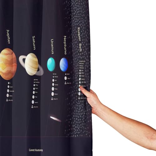 Rideau de douche Jupiter Saturne anti-moisissure en polyester avec œillets