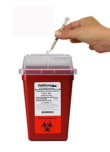 Oakridge Products 1 Quart Size (Pack Of 3) Sharps Disposal Container - Approved For Home And Professional Use #TOP5