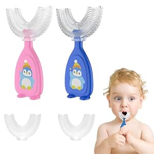 Seminismar Brosse À Dents U-Form Kinderzahnbürste Rosa Blau 2 Stück