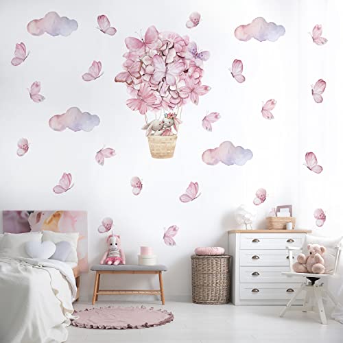 Vinilos decorativos infantiles Dayker mariposa y conejito rosa