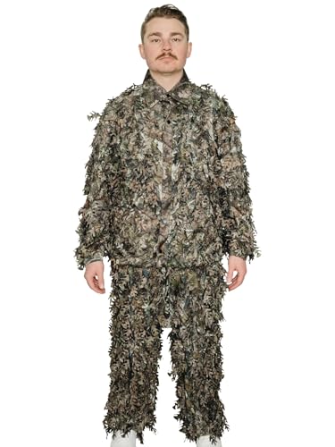 QuikCamo 3D Leafy Suit for Men Turkey Hunting Camo Ghillie Suit, Airsoft Gilly Suit, Paintball Gilley Suite, Birdwatching Leaf Suit (Mossy Oak Breakup Country, Large/XL)