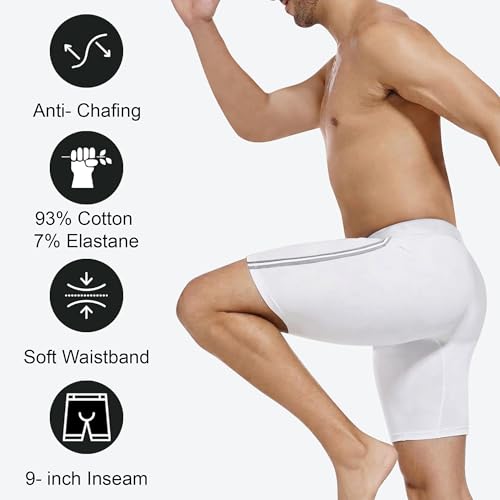 Image of Long Underwear for Men Cotton Long Leg Boxer Briefs for Man Trunks Breathable Innerwear Men's Underwear for Gym Workout Anti Chafing Long Trunks for Man