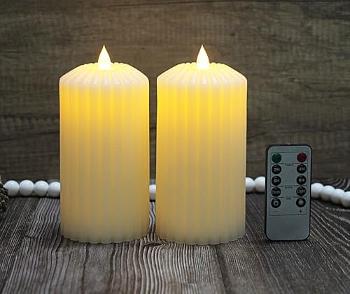 Flameless Flickering Candle With Remote - 3D Moving Flame Real Wax LED Candle With Timer (D3"xH6")