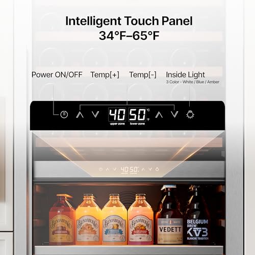Image of Ca'Lefort 24 Inch Dual Zone Wine & Beverage Center, 112 Can & 40 Bottle | 55-Inch Tall Wine Cellar, Quiet Inverter Compressor, Precise 40-65F Temperature Control, Glide-Out Shelves & Storage Drawer