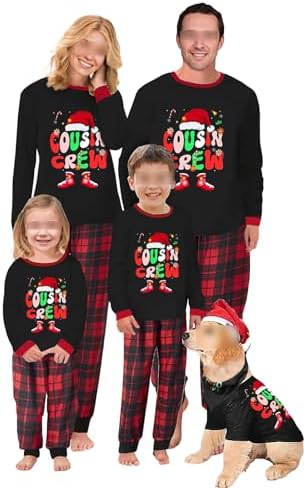 Luckinbaby Christmas Pajamas for Family Matching Set 2023 Cute Holiday Xmas Pjs Sleepwear Family Jammies Christmas Pjs Set