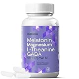 MuseBeam Magnesium Glycinate 275mg Melatonin 5mg L-Theanine 200mg GABA 100mg Capsules - Full Rest Nighttime Bedtime Support Supplement for Men Women - Vegan Sugar-Free Gluten-Free