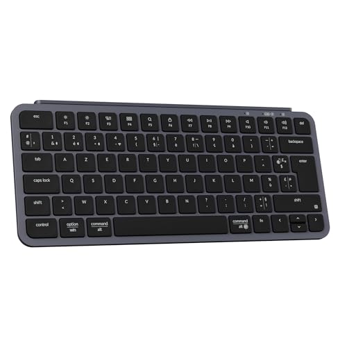 Keychron B1 Pro Clavier sans Fil Ultra-Mince avec ZMK Customization - pour Mac & Windows - Capuchons de Touches concaves - Silicone de Protection - Bluetooth 5.2 - Gris Espace - 77 Touches