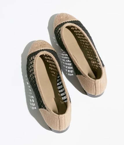 Mesh Raffia Ballet Flats Shoes for Women Mary Jane Flat Woven Round Cap Toe Dress Casual Comfortable Ballerina4