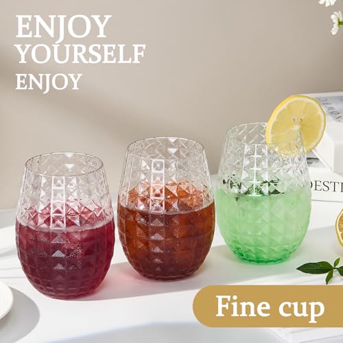 Image of Lueumxc 20 Pack Plastic Wine Glasses, 16Oz Disposable Wine Glasses Unbreakable Clear Plastic Cocktail Glasses Recyclable Shatterproof Reusable Wine Cups