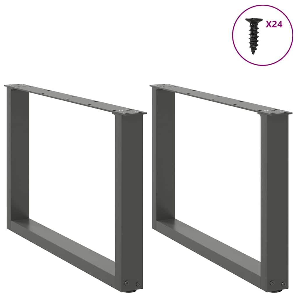 SYDE Nogi do stołu kawowego w kształcie litery U, 2 sztuki, antracyt, 60 cm, stal