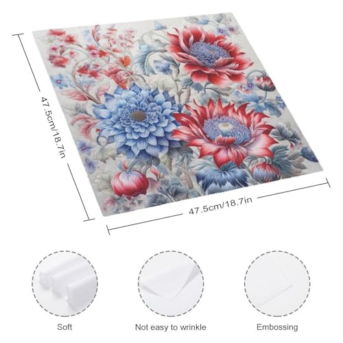 Servilletas de tela con flores rojas y azules 4 pcs miniatura 2