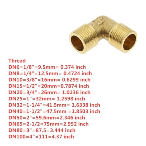 Codo de latón de 90 grados para instalación de tuberías con rosca macho/hembra 8