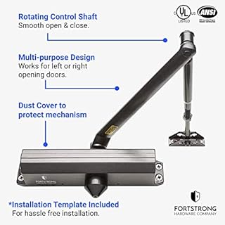 FORTSTRONG Commercial Door Closer Heavy Duty (Black) - Automatic Door Closer - UL Listed Grade 1 ADA Hydraulic Door Closers Commercial Certified - FS-7600B