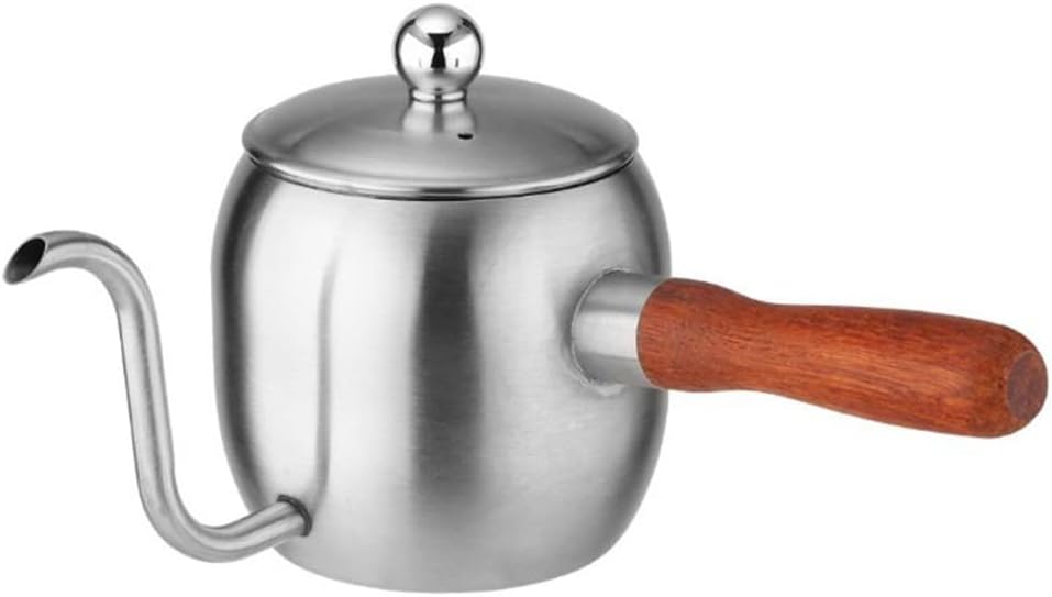 Stainless Steel Mouth Wooden Handle Hand Punching Pot Coffee Household