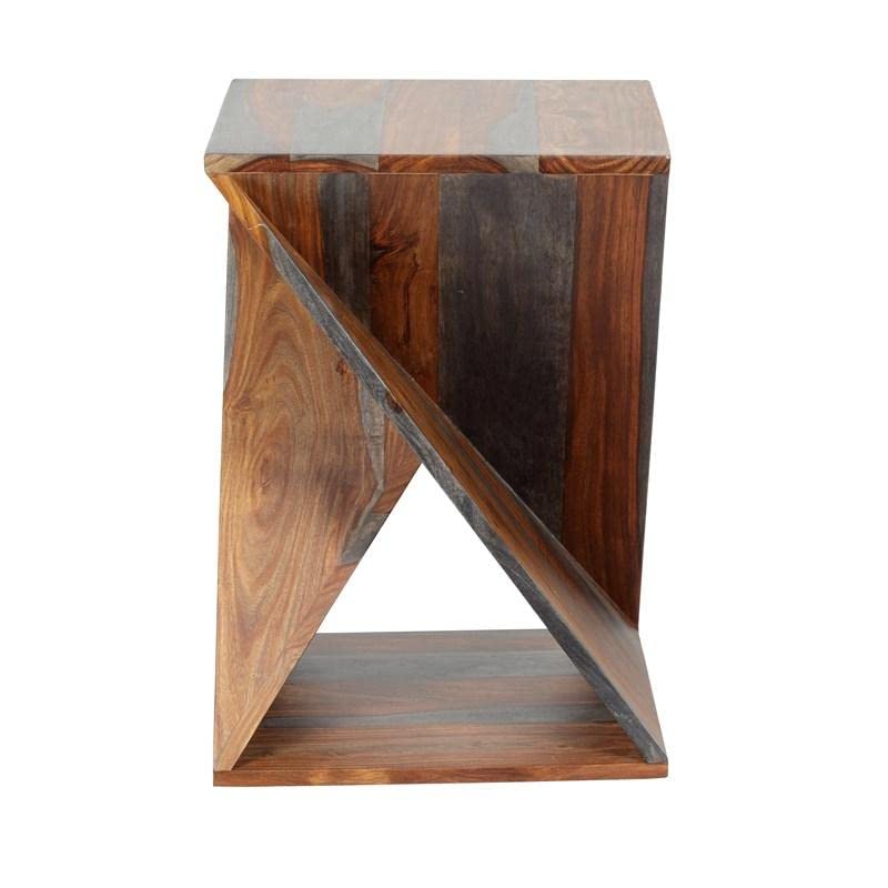 Image of Ruth Solid Wood End Table for Living Room - Premium Designer Side and Sofa Table - Natural Capri Finish, Solid Sheesham Wood - Living Room Furniture Ideal for Home Decor