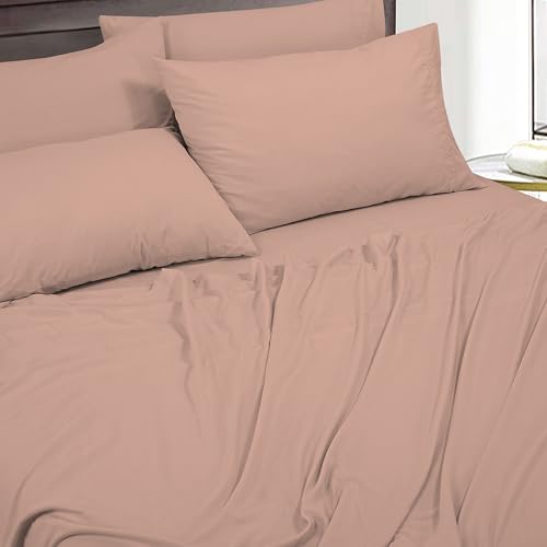 Image of ROYALE LINENS 4 Piece Full Sheets Set - Soft Brushed 1800 Microfiber Bedding - 1 Fitted and 1 Flat Sheet, 2 Pillow case - Wrinkle Free & Fade Resistant - Hotel Luxury Bed Sheets Set (Dusty Rose, Full)