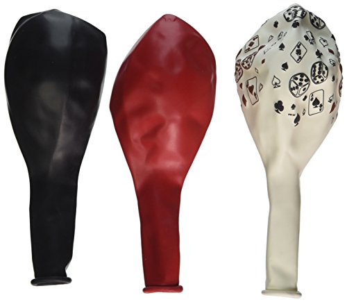12 LATEX BALLOONS CASINO POKER birthday party supplies decoration red black card by Lgp
