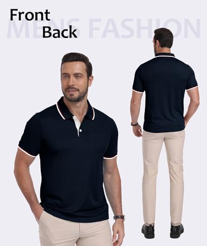 Image of ZITY Men Polo Shirts Short Sleeve with Pocket Golf Polo Wicking Shirts for Men Casual Collared T-Shirts