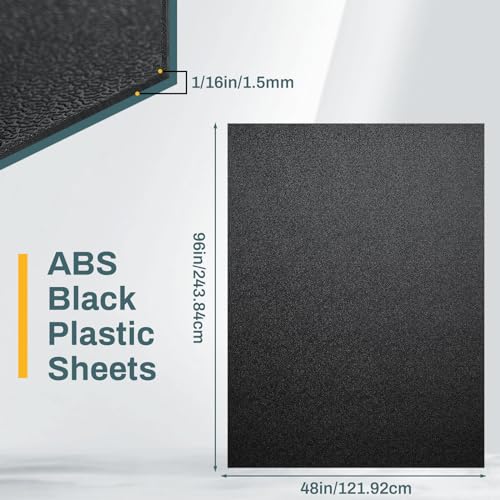 Image of Frienda 1 Pack 48 inch X 96 inch X 0.05 inch ABS Black Plastic Sheet Two Sided Textured Thick DIY Materials Flexible Moldable Plastic Panel for DIY Home Decor, Automotive, Industrial, Handcrafts
