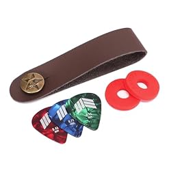 Leather Guitar Head Stock Strap Tie – Durable Brown Tie for Acoustic Guitar, Ukulele & Mandolin – Includes 3 Picks & 2 Strap Locks - Les Beatles, Paul McCartney, John Lennon, RIngo Starr, George Harrison