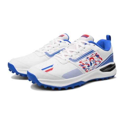 Image of DNINE Performer,Men, Rubber Studs Cricket Shoe White /Red|White /Lemon & White /Blue