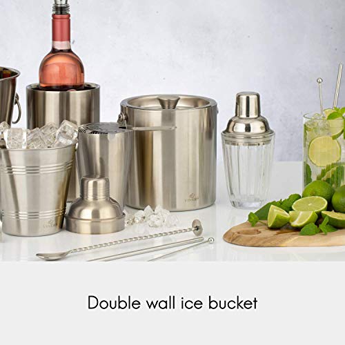 Viners Barware Silver Stainless Steel Double Wall Ice Bucket, 1.5L - Image 6