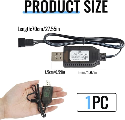 ENJOY-UNIQUE Akku-Ladekabel 7,4V, USB Batterie Ladegerät Kabel für LiPo-Akkus, SM-3P Stecker, für RC Ferngesteuerten Spielzeug Auto Zug Drohne Boot Flugzeug Quadcopter Tanks