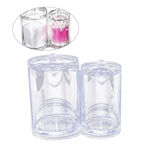 Unomor Cotton Holder Organizer Acrylic Cotton Swabs Holder 2 Separate Dividers for Safe Storage