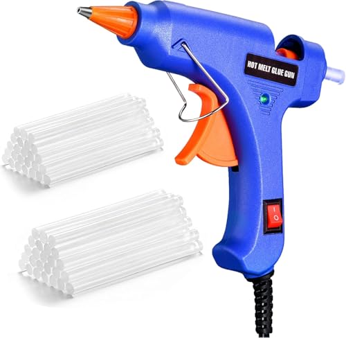 Hot Glue Gun 90sec Fast Heat Mini Gun for Crafting 50pcs Sticks 150cm Power Cord Anti-Scald Design Guns Crafts/DIY Arts/Card/Plastic/Wood 20W (Blue)