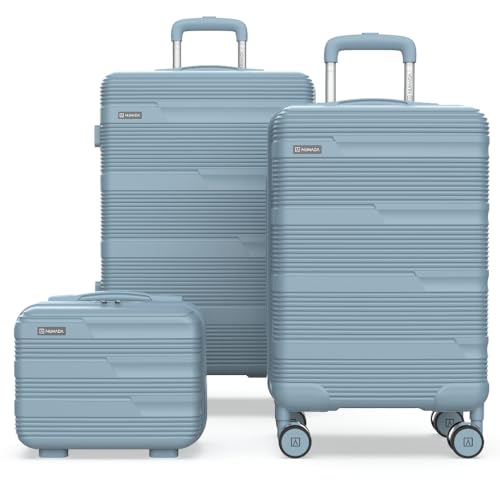 NUMADA - Juego de Maletas de Viaje 3 pzs Upfly T10 ABS. Cabina 55x40x20, Mediana 66x44x26 y Neceser Compartimentado. Set Maletas de Viaje Seguras y Resistentes | Azul