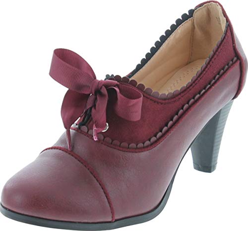 Chase & Chloe Dora-7 Lace-Up Vintage Cut-Out Women's Heeled Oxford