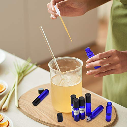 Ulg Essential Oil Roller Bottles 8 Pack 10Ml Cobalt Blue Glass Empty Refillable Perfume Roll On Bottles With Stainless Steel Roller Balls For Travel (2 Extra Balls, 8 Labels, 1 Opener, 1 Dropper) #TOP6