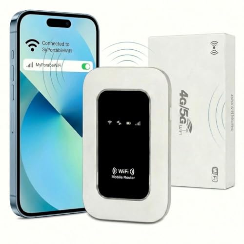 Router WiFi 5G Portátil Ultraligero – hasta 14h de Autonomía (Batería 2100mAh), Conexión para 10 Dispositivos, Compatible con Todos los Operadores, Seguridad WPA2, Ideal para Viajes y Teletrabajo.