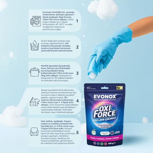 Evonox Clean Oxi Force Toz Leke Çıkarıcı 750 gr