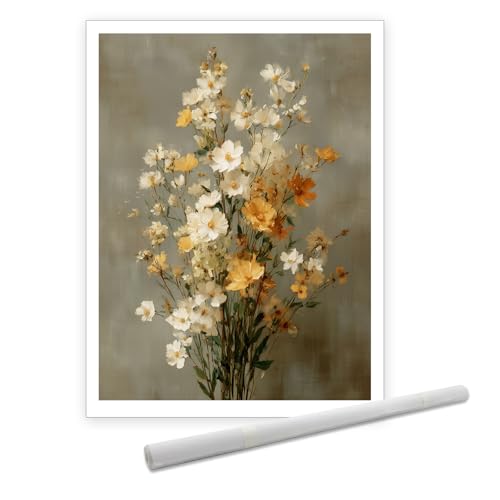 Bouquet de fleurs sauvages tableau déco salon chambre moderne 50x70 - 6